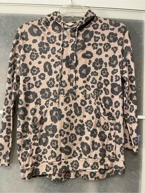 Leopard Print Hooded Pullover